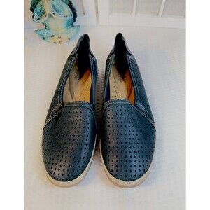 Clarks Elaina Ruby Women's Leather Espadrille Shoes - Navy - Size 7 M